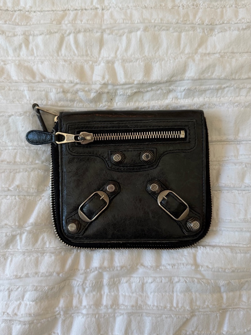 Balenciaga Black Leather Zip-Around Wallet